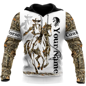 Bull Riding Gifts Personalized Name Rodeo All Over Printed Cowboy Tattoo US Unisex Size Hoodie
