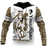 Bull Riding Gifts Personalized Name Rodeo All Over Printed Cowboy Tattoo US Unisex Size Hoodie