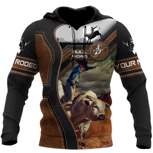 Bull Riding Gifts Personalized Name Bull Riding All Over Printed Cowboy US Unisex Size Hoodie