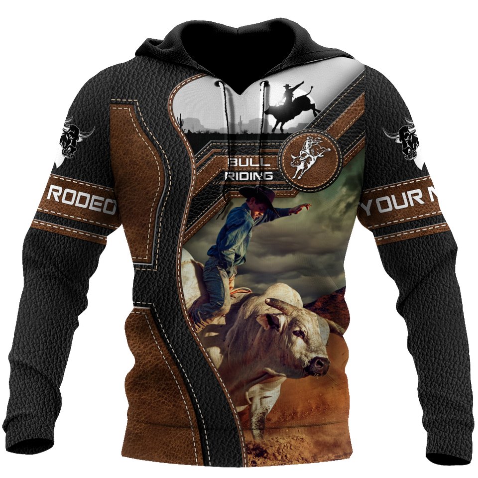 Bull Riding Gifts Personalized Name Bull Riding All Over Printed Cowboy US Unisex Size Hoodie