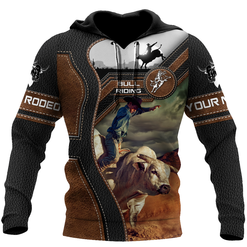 Bull Riding Gifts Personalized Name Bull Riding All Over Printed Cowboy US Unisex Size Hoodie
