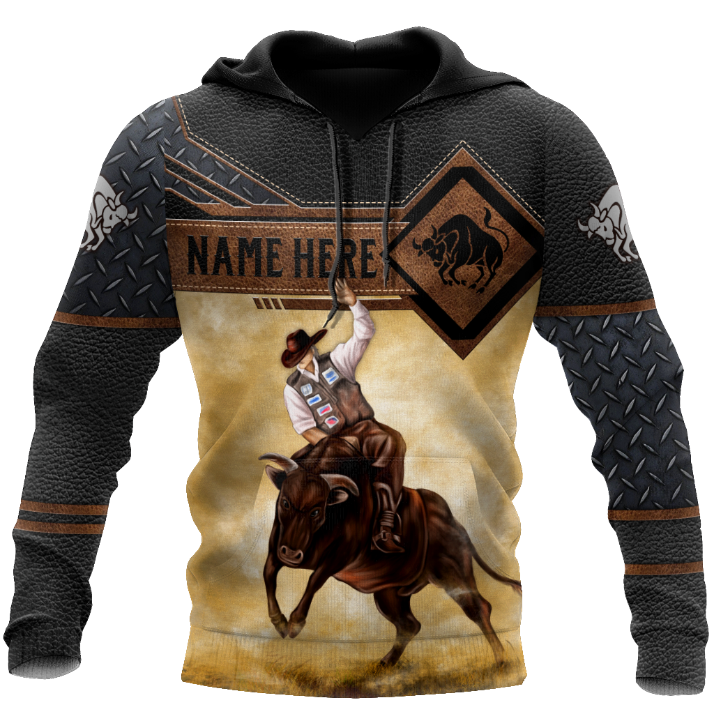 Bull Riding Gifts Personalized Name Bull Riding All Over Printed Cowboy Up US Unisex Size Hoodie