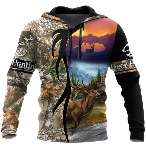 Hunting Gifts Deer Hunting Gifts Deer Hunting All Over Printed US Unisex Size Hoodie