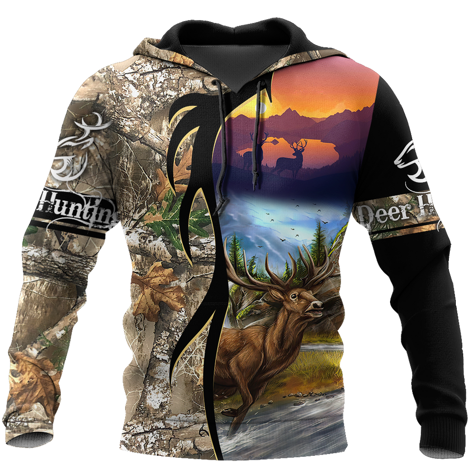 Hunting Gifts Deer Hunting Gifts Deer Hunting All Over Printed US Unisex Size Hoodie