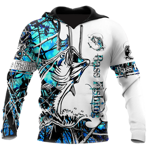 Fishing Gifts Bass Fishing Sport Blue Camo Tattoo US Unisex Size Hoodie