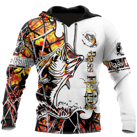 Fishing Gifts Bass Fishing Sport Orange Camo Tattoo US Unisex Size Hoodie