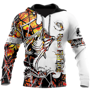 Fishing Gifts Bass Fishing Sport Orange Camo Tattoo US Unisex Size Hoodie