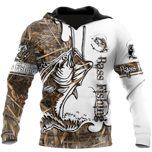 Fishing Gifts Bass Fishing Sport Muddy Water Camo Tattoo US Unisex Size Hoodie
