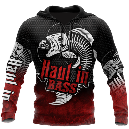 Fishing Gifts Haul in Bass Fishing Red Reaper US Unisex Size Hoodie