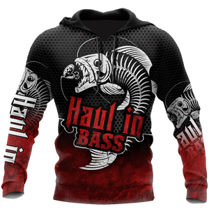 Fishing Gifts Haul in Bass Fishing Red Reaper US Unisex Size Hoodie