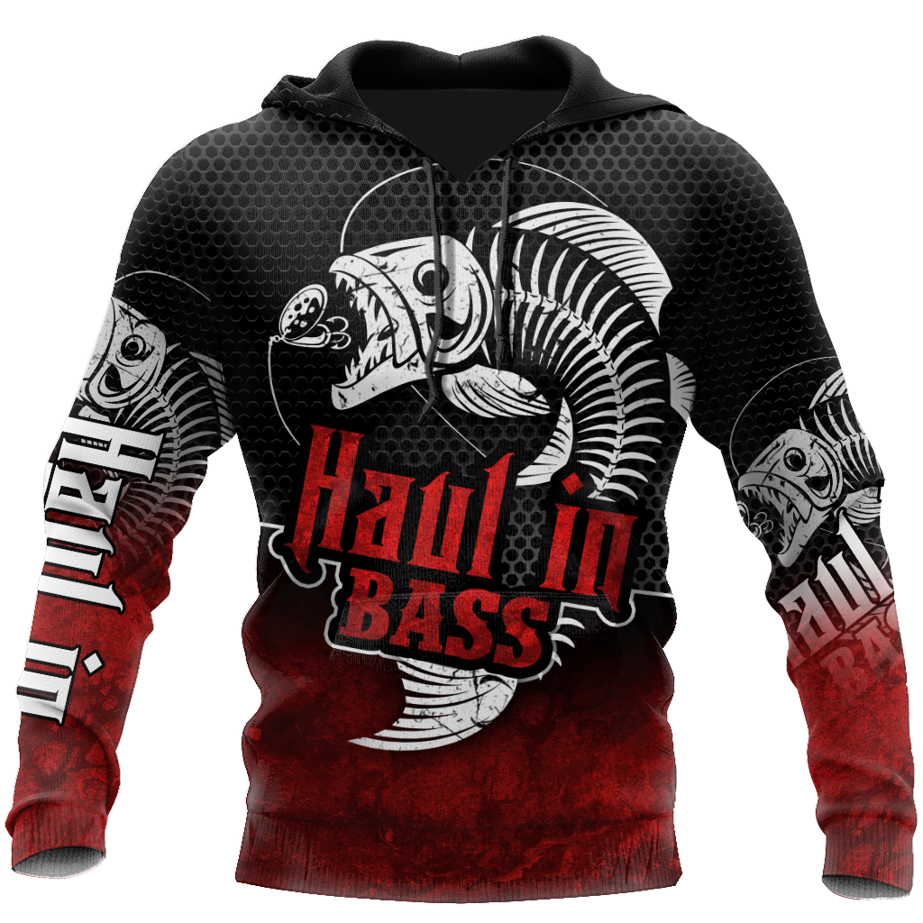 Fishing Gifts Haul in Bass Fishing Red Reaper US Unisex Size Hoodie