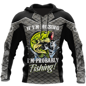 Fishing Gifts Bass Silver Sports Probably Fishing US Unisex Size Hoodie