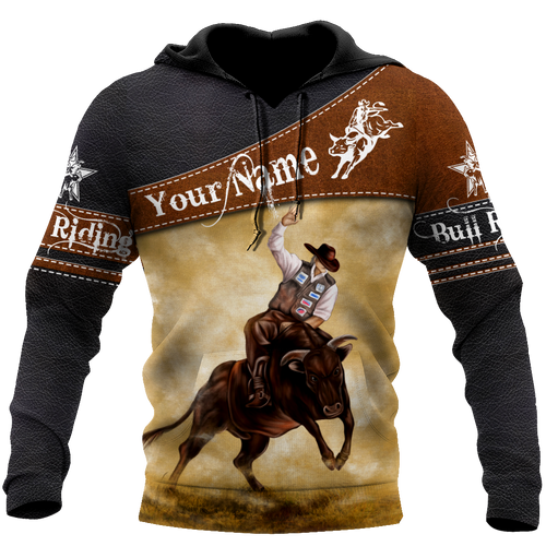 Bull Riding Gifts Personalized Name Bull Riding All Over Printed Cowboy US Unisex Size Hoodie