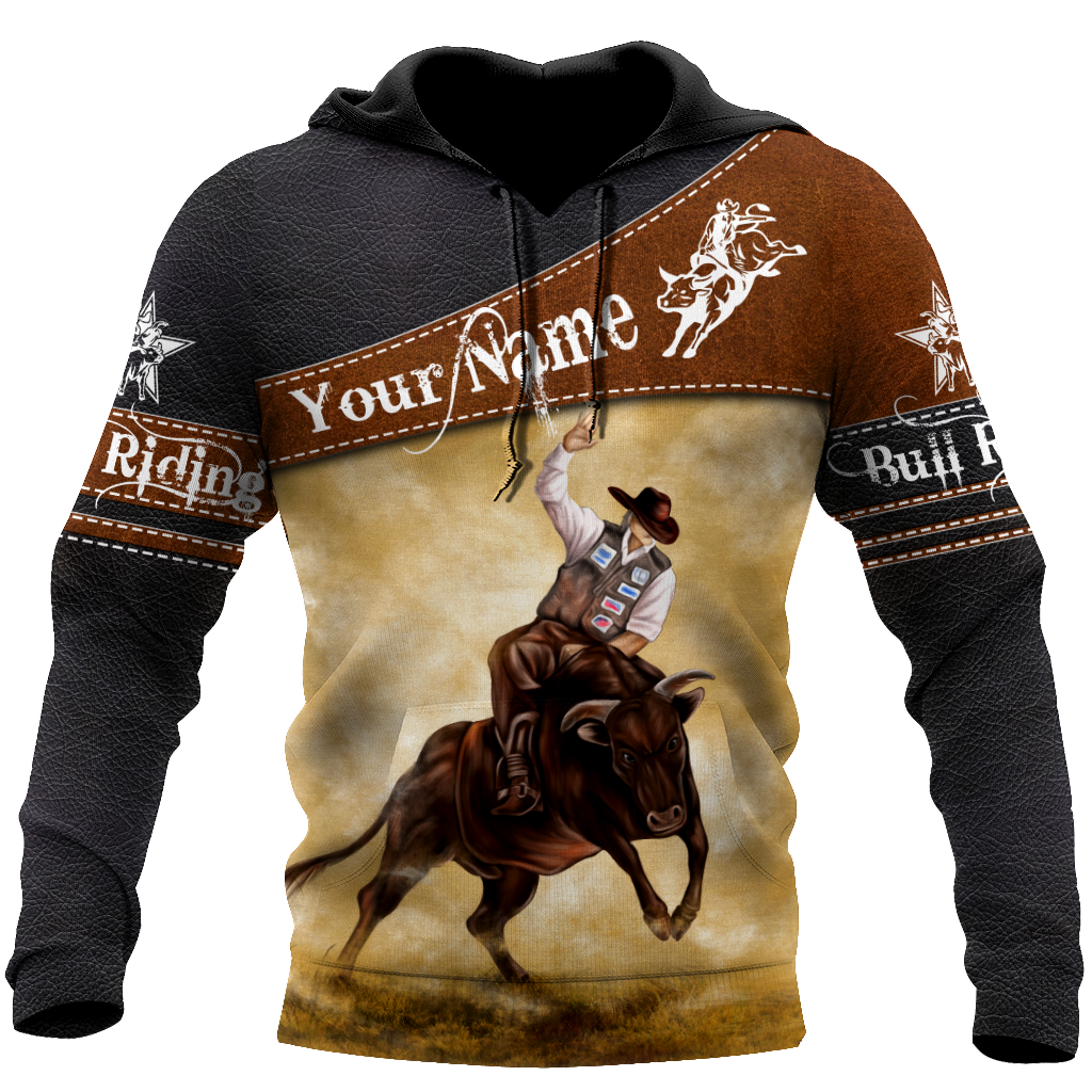 Bull Riding Gifts Personalized Name Bull Riding All Over Printed Cowboy US Unisex Size Hoodie