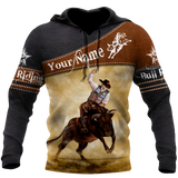 Bull Riding Gifts Personalized Name Bull Riding All Over Printed Cowboy US Unisex Size Hoodie