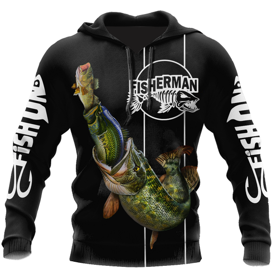 Fishing Gifts The Great Fish Eats The Small Black Fishing US Unisex Size Hoodie