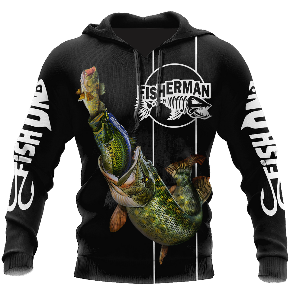 Fishing Gifts The Great Fish Eats The Small Black Fishing US Unisex Size Hoodie