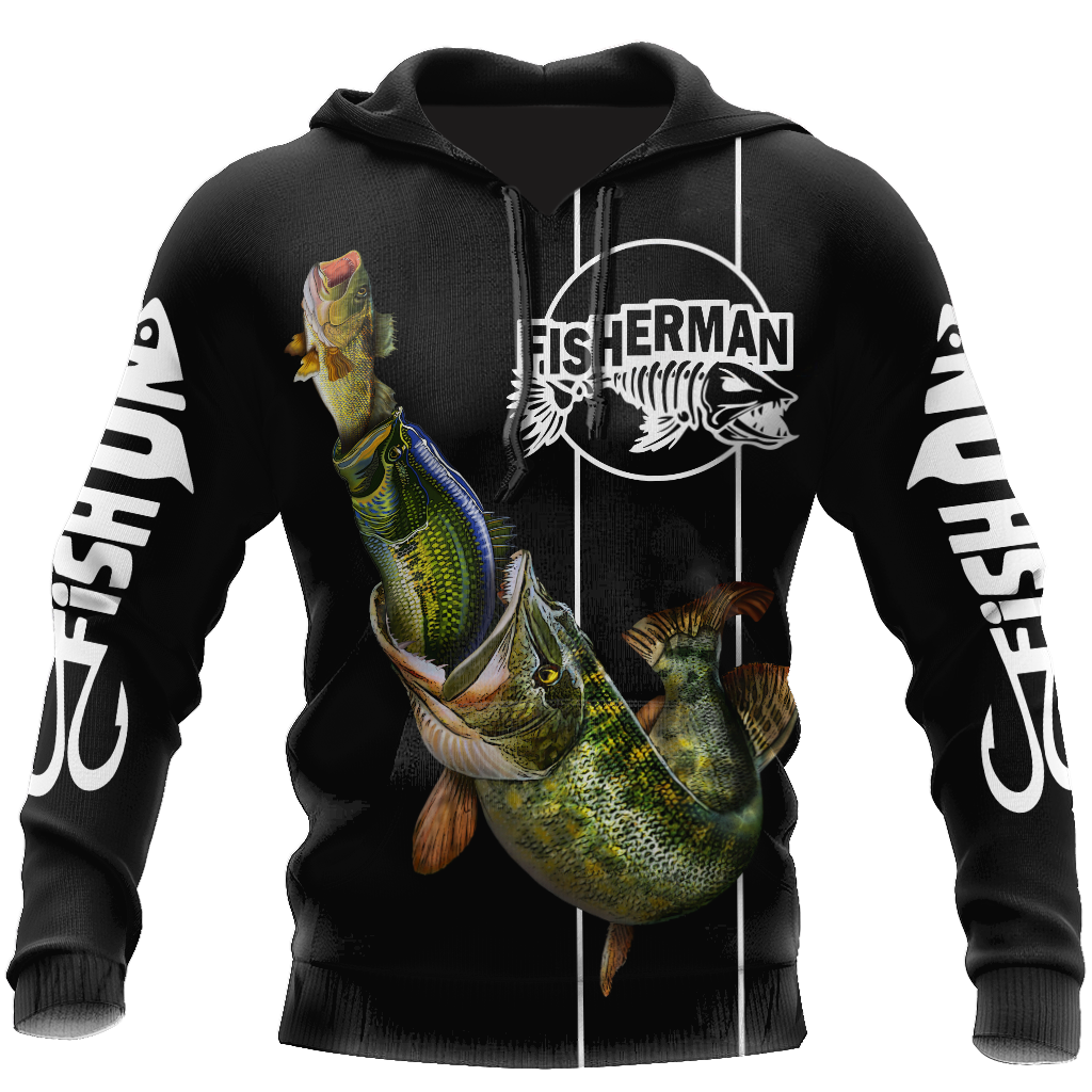 Fishing Gifts The Great Fish Eats The Small Black Fishing US Unisex Size Hoodie