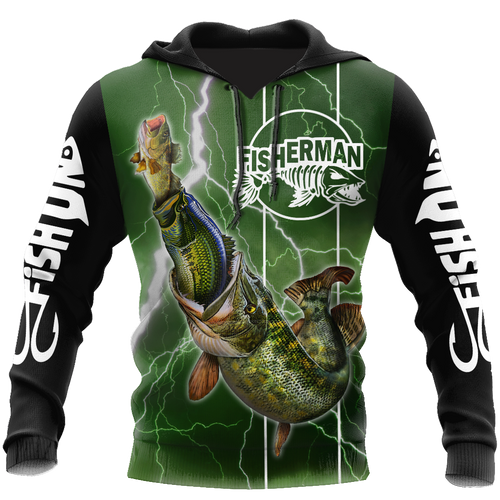 Fishing Gifts The Great Fish Eats The Small Green Fishing US Unisex Size Hoodie