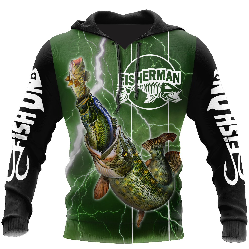 Fishing Gifts The Great Fish Eats The Small Green Fishing US Unisex Size Hoodie