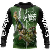 Fishing Gifts The Great Fish Eats The Small Green Fishing US Unisex Size Hoodie