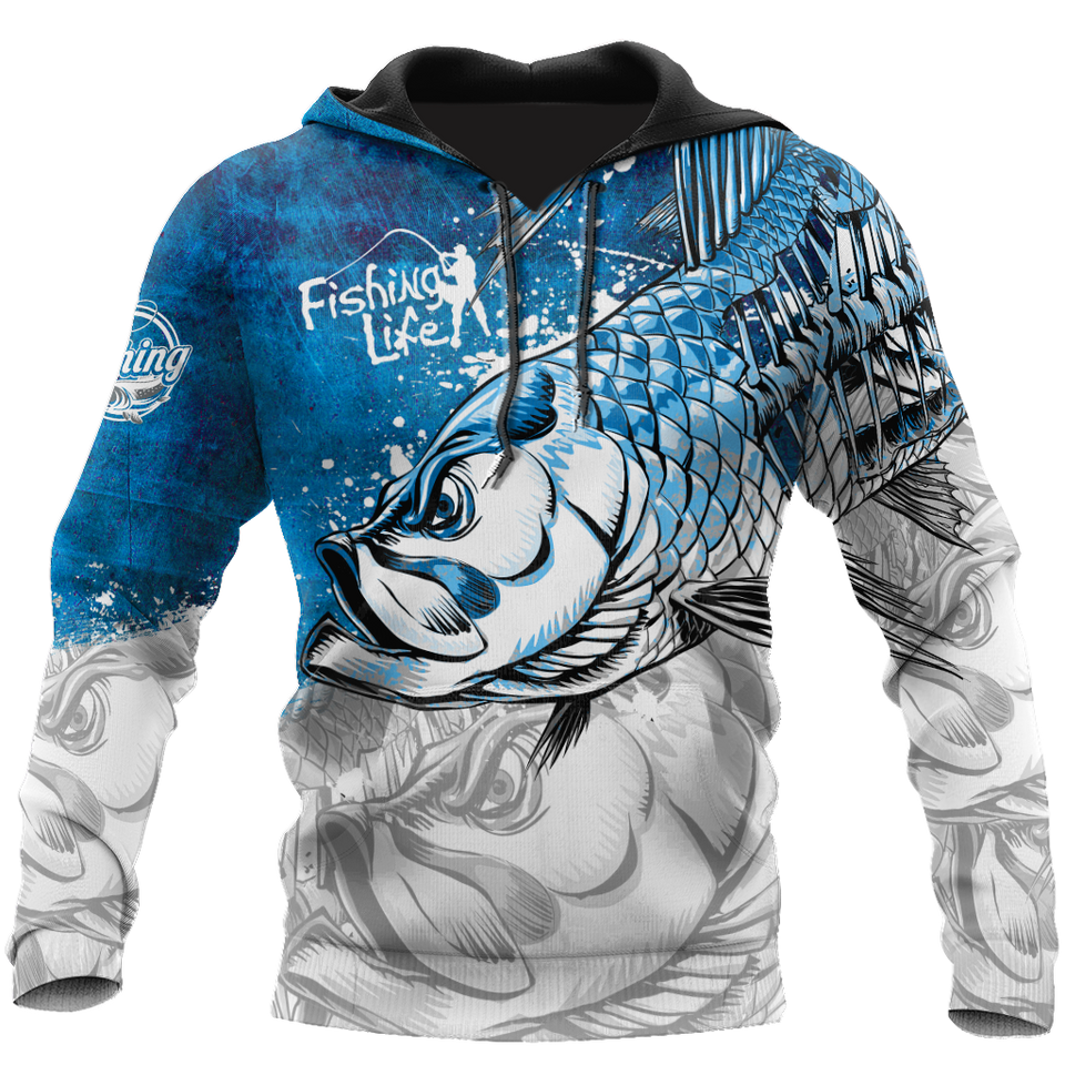 Fishing Gifts Fishing Life Draw Hungry Fish US Unisex Size Hoodie
