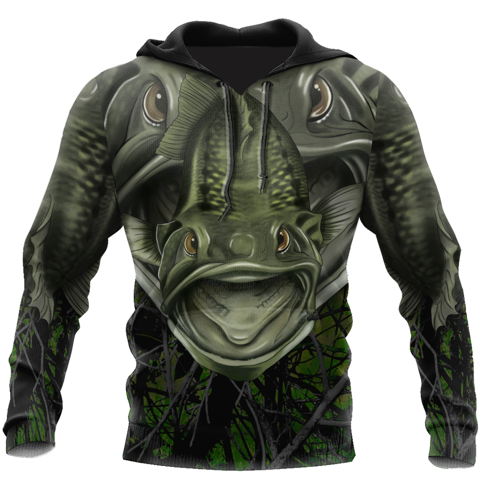 Fishing Gifts Largemouth Fishing Badass Camo Cover US Unisex Size Hoodie