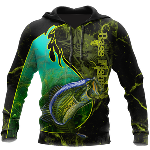 Fishing Gifts Bass Fishing Underwater Yinyang Camo US Unisex Size Hoodie