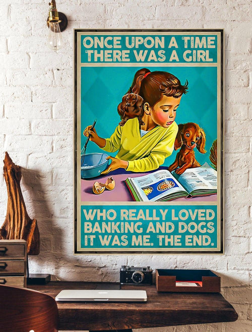 A Girl Who Loved Baking And Dogs Canvas And Poster, Wall Decor Visual Art