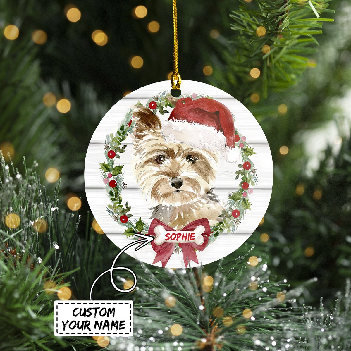Custom Circle Ornament - Yorkshire Terrier - Dah 135 Car Ornament