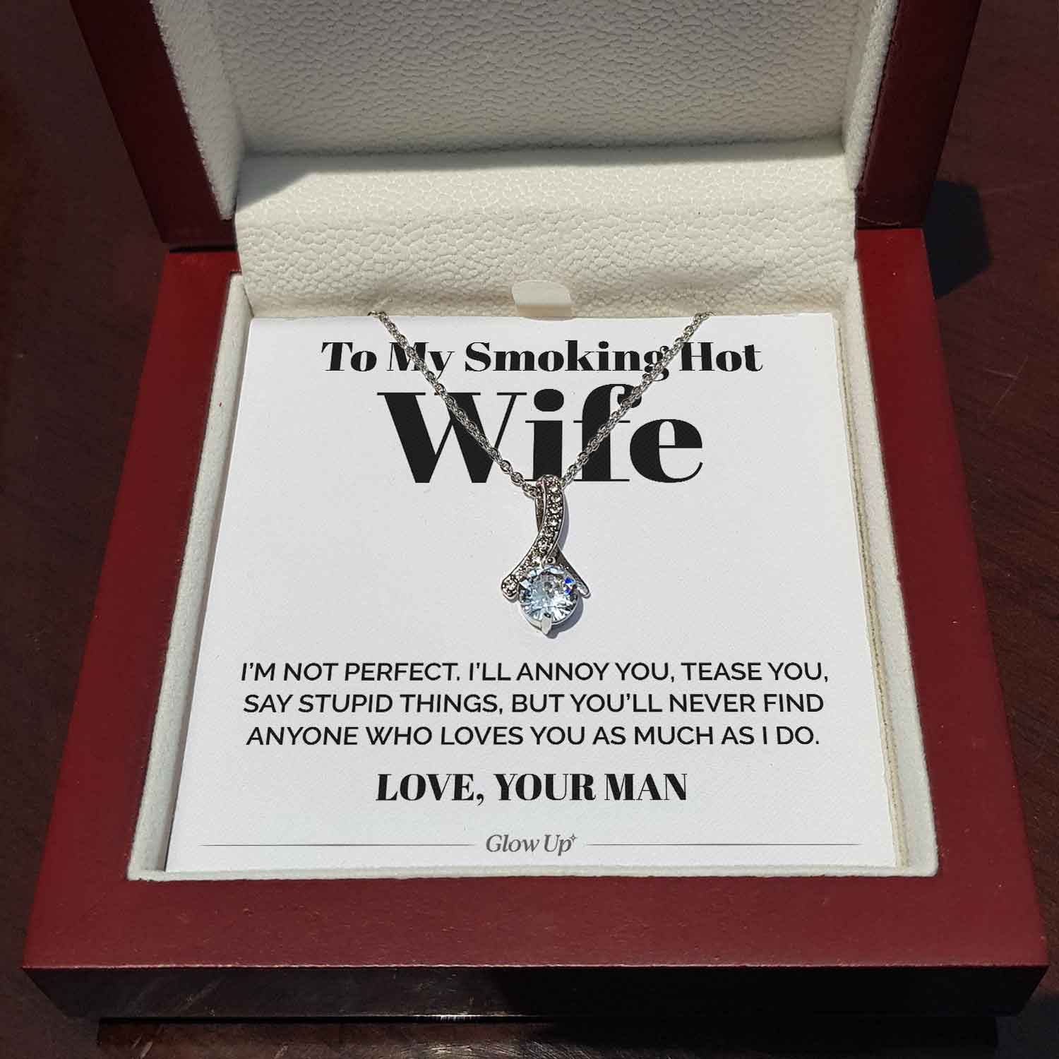 To My Smoking Hot Wife Necklace - I'M Not Perfect - Alluring Necklace Gift for Wife