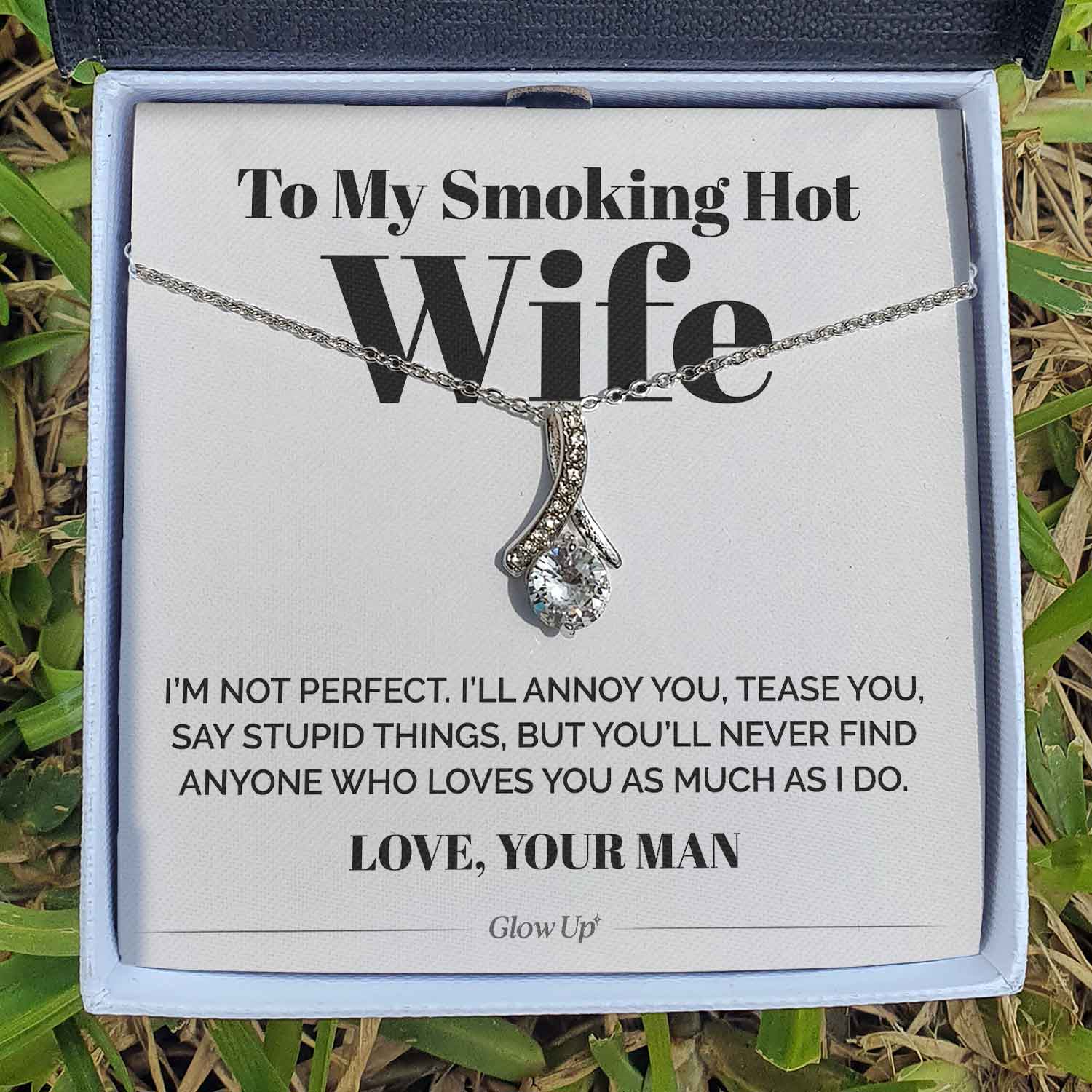 To My Smoking Hot Wife Necklace - I'M Not Perfect - Alluring Necklace Gift for Wife