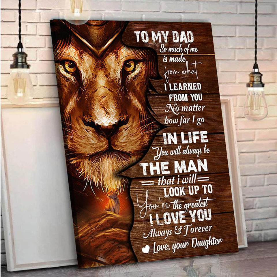 To My Dad I Learned From You Vertical Canvas And Poster, Canvas Prints, Wall Decor Visual Art Gift Father's Day