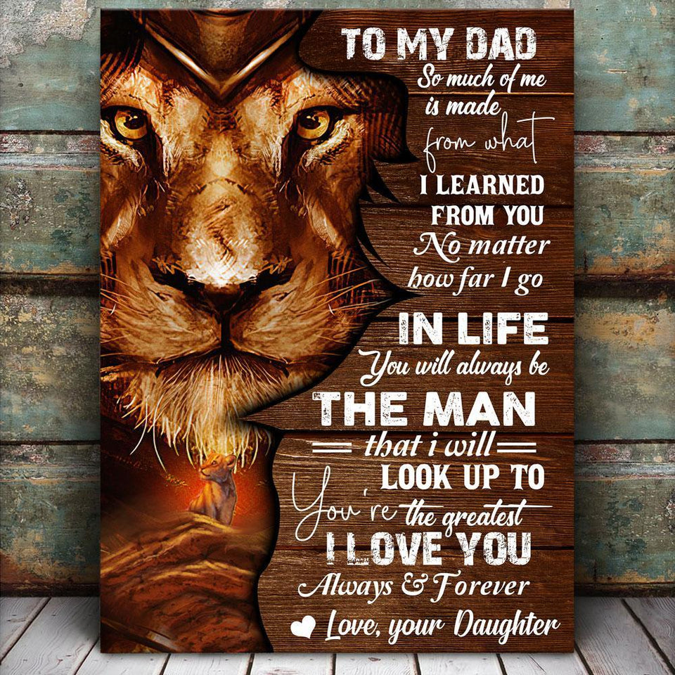 To My Dad I Learned From You Vertical Canvas And Poster, Canvas Prints, Wall Decor Visual Art Gift Father's Day