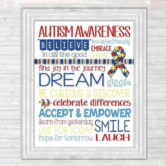 Family Panda Autism awareness Canvas Wall Art