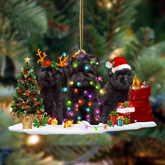 Ornament- Affenpinscher-Christmas Dog Friends Hanging Ornament, Happy Christmas Ornament, Car Ornament