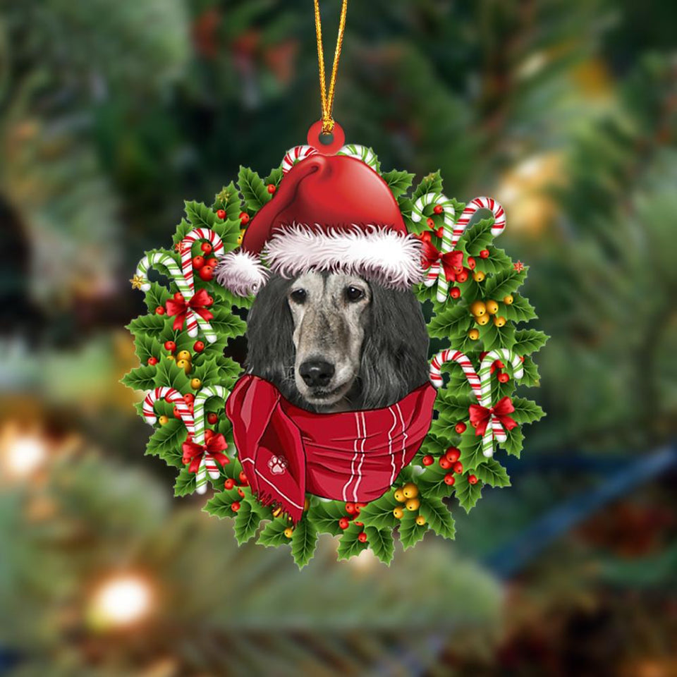 Godmerch- Ornament- Afghan Hound-Xmas Bandana Hanging Ornament, Happy Christmas Ornament, Car Ornament