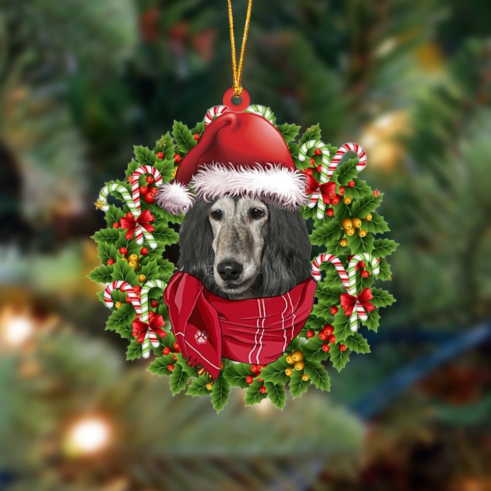 Godmerch- Ornament- Afghan Hound-Xmas Bandana Hanging Ornament, Happy Christmas Ornament, Car Ornament
