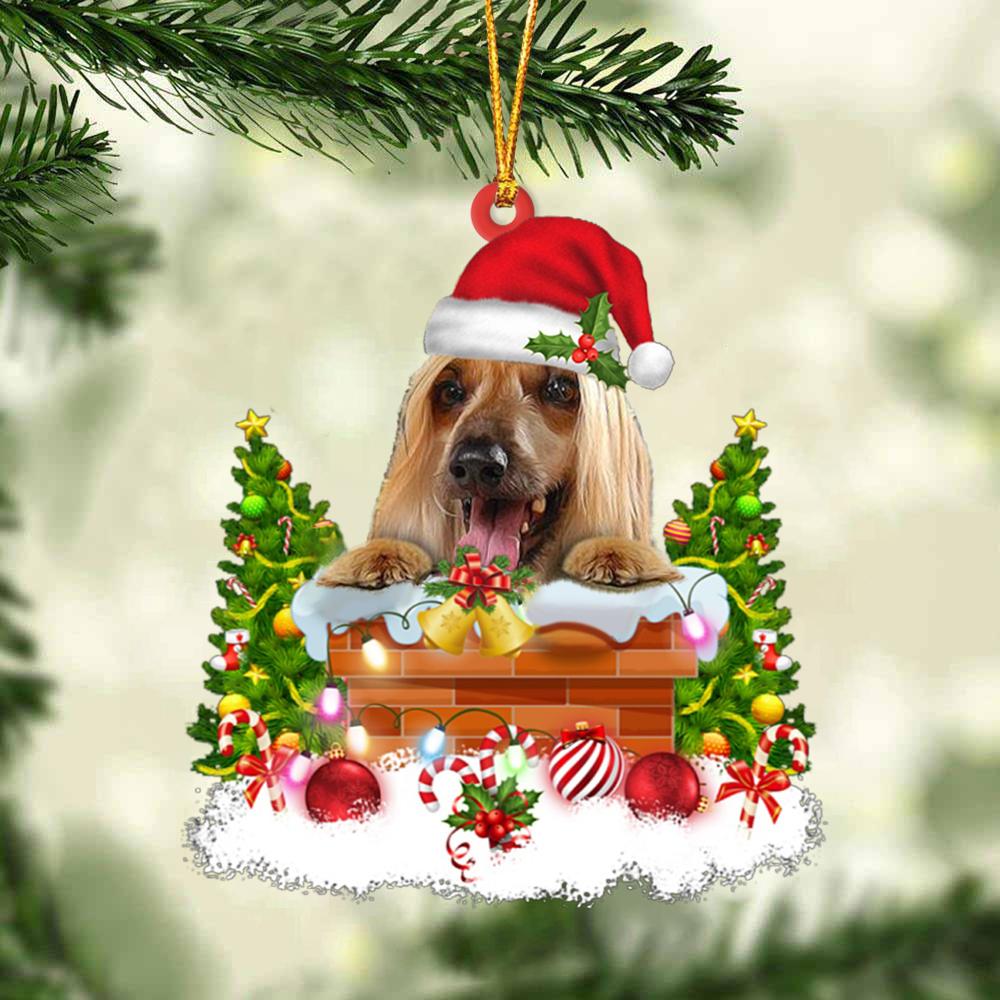 Afghan Hound In The Chimney Hanging Ornament Dog Christmas Ornament
