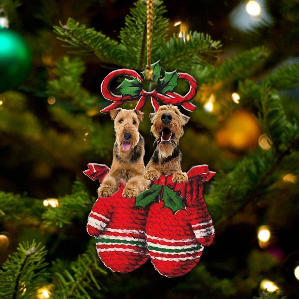 Airedale Terrier Inside Your Gloves Christmas Holiday-Two Sided Ornament Christmas 2022 Ornament Gift
