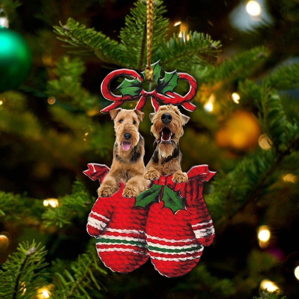 Airedale Terrier Inside Your Gloves Christmas Holiday-Two Sided Ornament, Christmas Ornament, Car Ornament