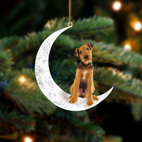 Airedale Terrier Sit On The Moon Two Sided Ornament Dog Hanging Christmas Ornament
