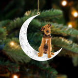 Airedale Terrier Sit On The Moon Two Sided Ornament Dog Hanging Christmas Ornament