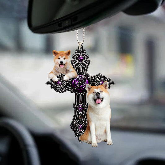 Akita Inu Pray For God Car Hanging Ornament Dog Pray For God Ornament Godmerch