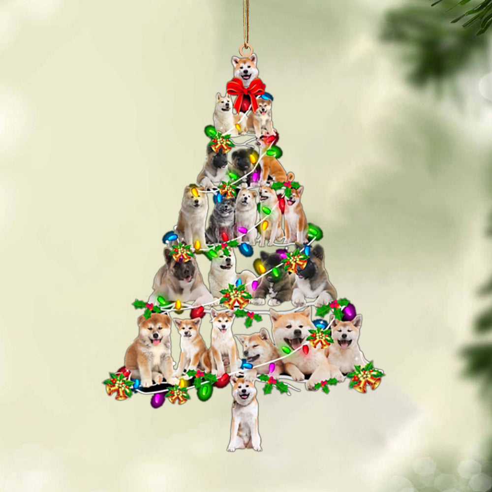 Godmerch- Ornament- Akita-Christmas Tree Lights-Two Sided Ornament, Happy Christmas Ornament, Car Ornament