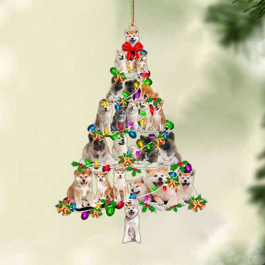 Godmerch- Ornament- Akita-Christmas Tree Lights-Two Sided Ornament, Happy Christmas Ornament, Car Ornament