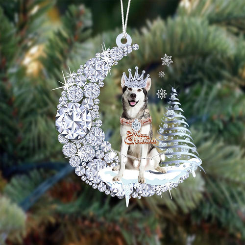 Alaskan Malamute Diamond Moon Merry Christmas Ornament Christmas Decoration