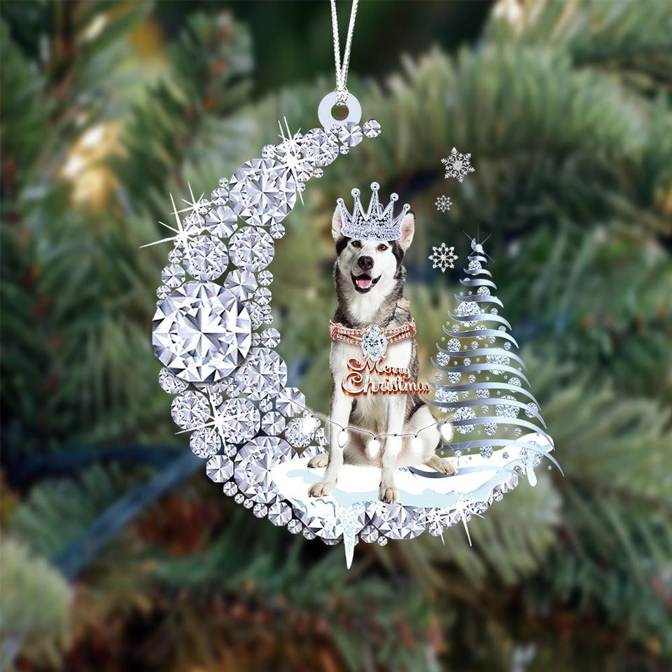 Alaskan Malamute Diamond Moon Merry Christmas Ornament Christmas Decoration