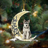Godmerch- Alaskan Malamutes I Love You To The Moon And Back Hanging Ornament, Car Ornament, Christmas Ornament