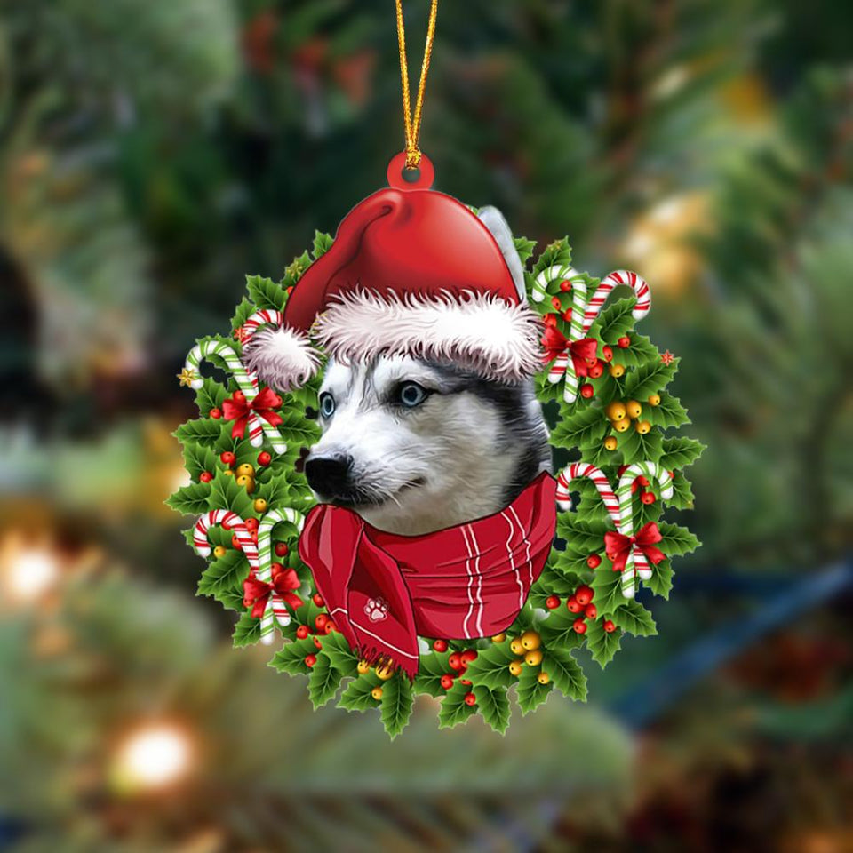 Godmerch- Ornament- Alaskan Klee Kai-Xmas Bandana Hanging Ornament, Happy Christmas Ornament, Car Ornament